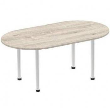 Dynamic Impulse 1800mm Boardroom Table Grey Oak Top Silver Post Leg