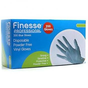 Finesse Professional Disposable Blue Vinyl Gloves Pack of 200 Power Latex Free