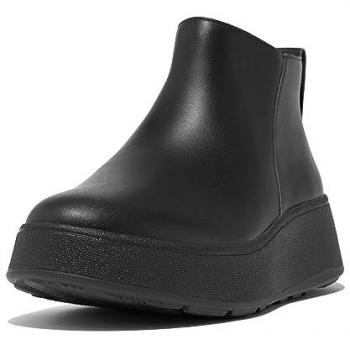 Black Leather Flatform Zip‑Ankle Boot – FitFlop F‑Mode for Women (UK 5)