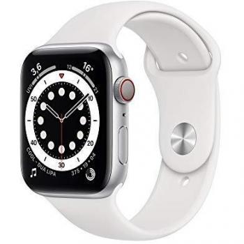 Apple Watch Series 6 44mm Aluminio Plateado con GPS + Cellular y Correa Deportiva Blanca