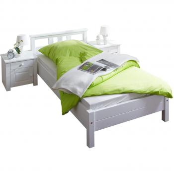 TICAA Doppelbett Merci Kiefer Weiß Weiß