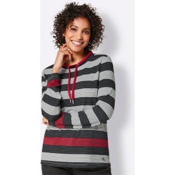 Premium Modal‑T-Shirt „CREATION L“ – Damen – Größe 38 – Bunt (schwarz, rot, gestreift)