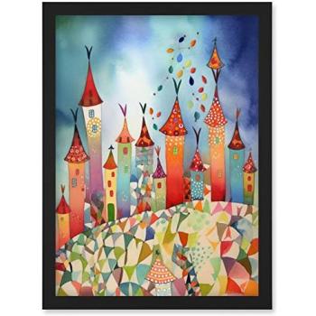 Artery8 Celebration Day – Black Frame Cityscape Watercolor Artwork