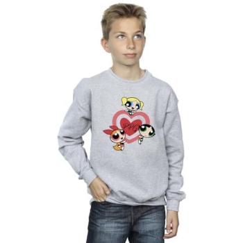 5‑6 Years Old Boy’s Grey Powerpuff Double‑Heart Sweattop