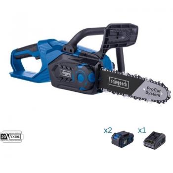 Scheppach 20V Motosega 4,0 Ah ×2 batterie + Caricatore IXES C‑CS254‑X