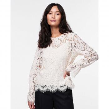 Long‑Sleeve Yas Perla Blouse in Whitecap Gray, Size XL for Women