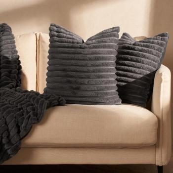 Pack Of Faux Fur Ribbed Cushion Covers