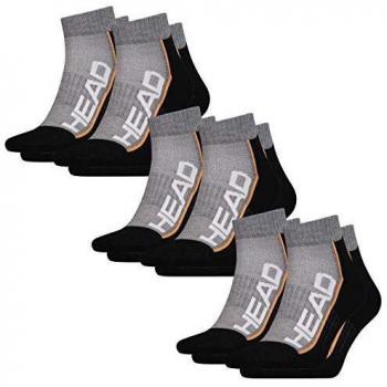 HEAD Unisex Performance Quarter Socken 6er Pack 43-46, Farbe: Grau/Schwarz