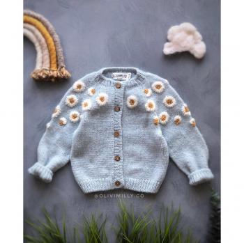 Cárdigan de Manta Para Niñas con Estampado de Flores