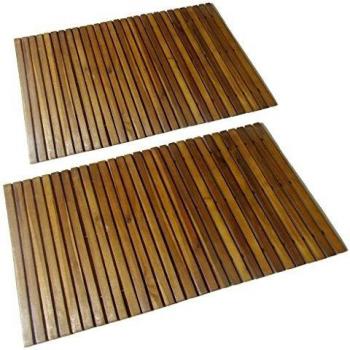 VidaXL 2X Tappetino Antiscivolo in Legno di Acacia per Bagno