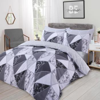 Dreamscene Marble Geo Duvet Cover with Pillowcase Bedding Set