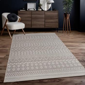Tappeto boho tondo per esterni beige 3,80 cm