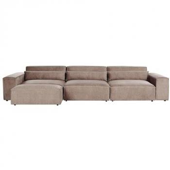 Rêve Tissu Marron Hellnar 3 Places + Ottomane