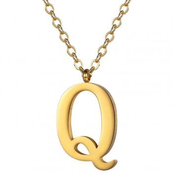 “Q” Initial Gold Necklace – PROSTEEL Alphabet Jewelry Gift Set
