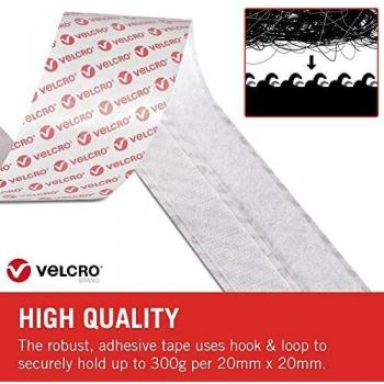 VELCRO® Brand Hook and Loop Stick-On Tape, 20mm x 10m, White