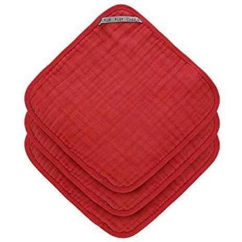 LÄSSIG Muslin Waschlappen Baumwolle 3er Set/Wash Cloth rosewood