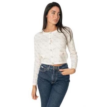 Guess Logo Cardigan, White, Female, Size: M