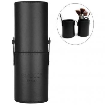 PU‑Leder Makeup‑Pinselhalter mit integrierter Cup – Schwarzer Organizer