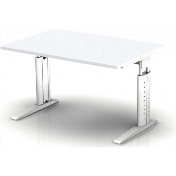 Hochwertiger Arbeitsplatz C-Fuß 120x80cm in Weiß/Weiß