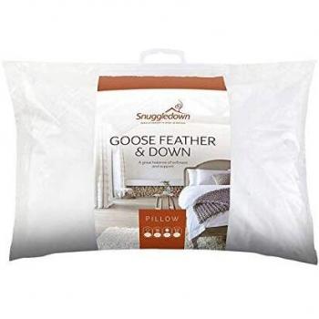 Snuggledown Goose Feather Down Pillow for Back and Side Sleepers