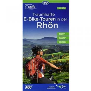 ADFC-Regionalkarte Traumhafte E-Bike-Touren in der Rhön, 1:75.000, mit Tagestourenvorschlägen, reiß