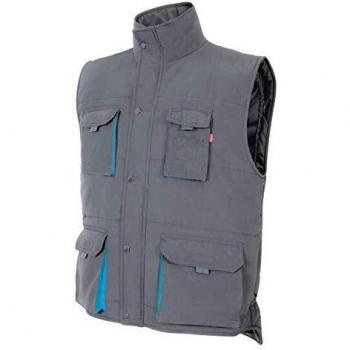 Chaleco bicolor acolchado Velilla 205902; Gris y Celeste; Talla M