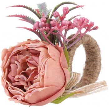 Decoración Floral de Mesa con Soporte de Servilleta de Rosa