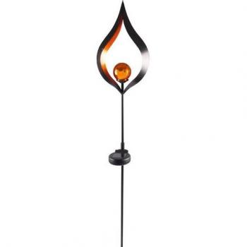 BURI Metallschmuck‑Solarlampe 95 cm – Glaskugel mit Flammen­effekt und Mond‑Tropfen