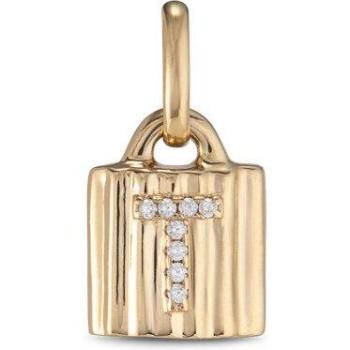 Charm candado con letra T en topacios y baño de oro