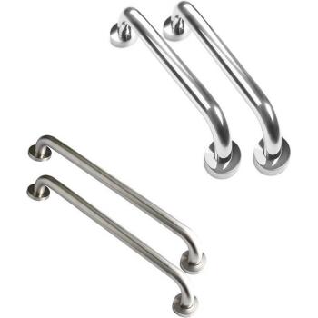 Barra de seguridad para ducha 16 pulgadas, acero inoxidable, acabado cromado y cepillado, 4 piezas