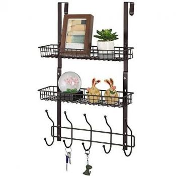 UOMIO Over The Door Hook Hanger Storage Shelf Heavy Duty Steel Coat Rack