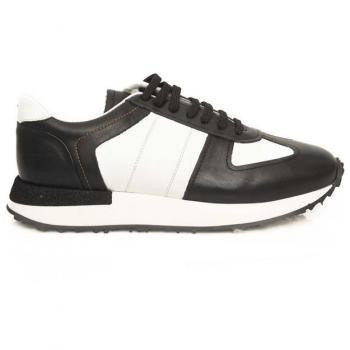 Cerruti 1881 Black and White CALF Leather Sneakers