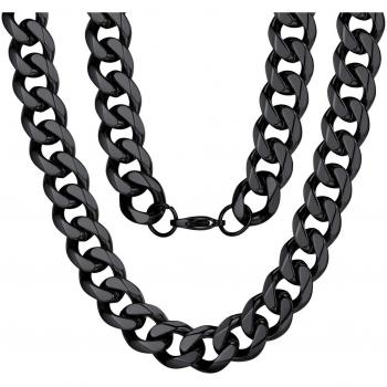 Collier Chaîne Homme Noir Acier 12MM