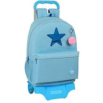 Mochila Escolar Safta con Carro Azul Claro