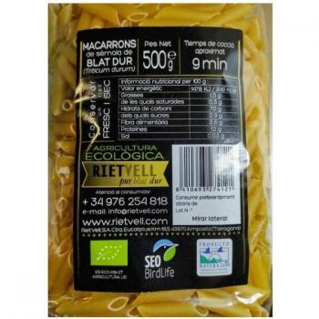 Macaroni de Blé Dur 500g Écologique Rietvell