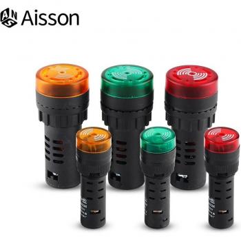 Signal lumineux clignotant LED AD16-22SM avec buzzer 12V 24V 220V 16mm rouge vert jaune