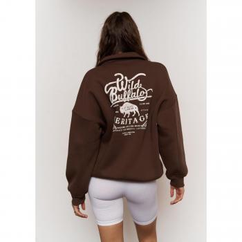 Brown Oversized Buffalo Sweatshirt