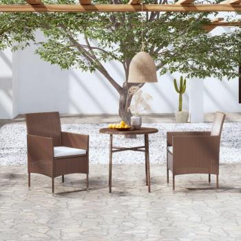 VidaXL Brown Patio Dining Collection – 3-Seat Rattan Set