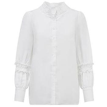Shirring-Detail Linen Shirt – Women's Oversized, White, 16