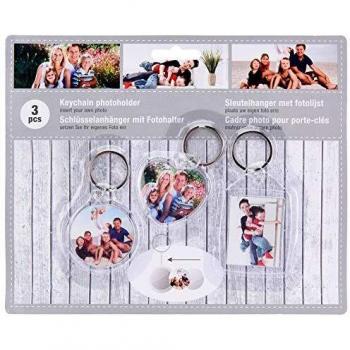 Hibuy Rechteckiger Schlüsselring mit Fotos – 3‑teilige Variante