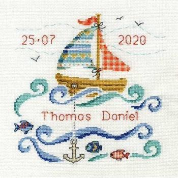 DMC Cross Stitch Kit: Baby Sail Boat Sample