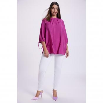 Plus Size Crinkle High Neck Blouse, Women, Pink, Size: 32/34, Viscose/Synthetic Fibers