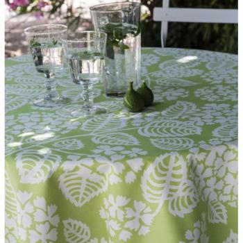 Nappe enduite Hortensia verte ovale 160x200cm Fleur de Soleil