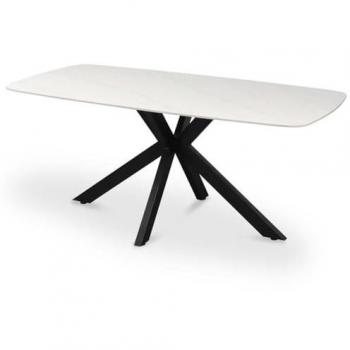 Table en pierre blanche 180x90x76 cm pour repas