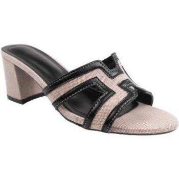 Sandales à talons larges en PU avec design découpé pour dames