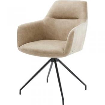 Polsterradstuhl Pejo‑Flex „Vintage Beige & Schwarz“, kreuzgestell konisch, 180° Drehung