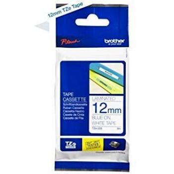 Brother P-Touch 12mm Blue on White TZE233 Labelling Tape [BA8101]