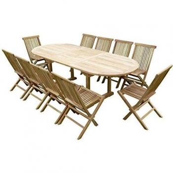 Ensemble Milana en teck avec 10 chaises Jenae