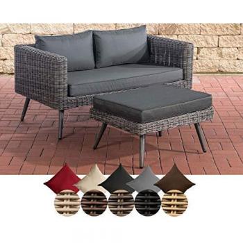 Loungeset 2er Sofa Molde mit Fußhocker I Anthrazit