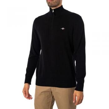 GANT Strickpullover CLASSIC COTTON HALF ZIP Gr. XXL, schwarz